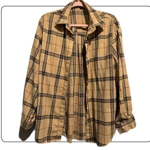 Tan Plaid Button-Up Shirt Jacket